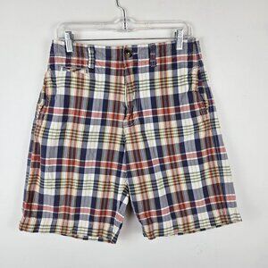 American Eagle Outfitters Mens Plaid Shorts Size 30 Red Blue Cotton Preppy